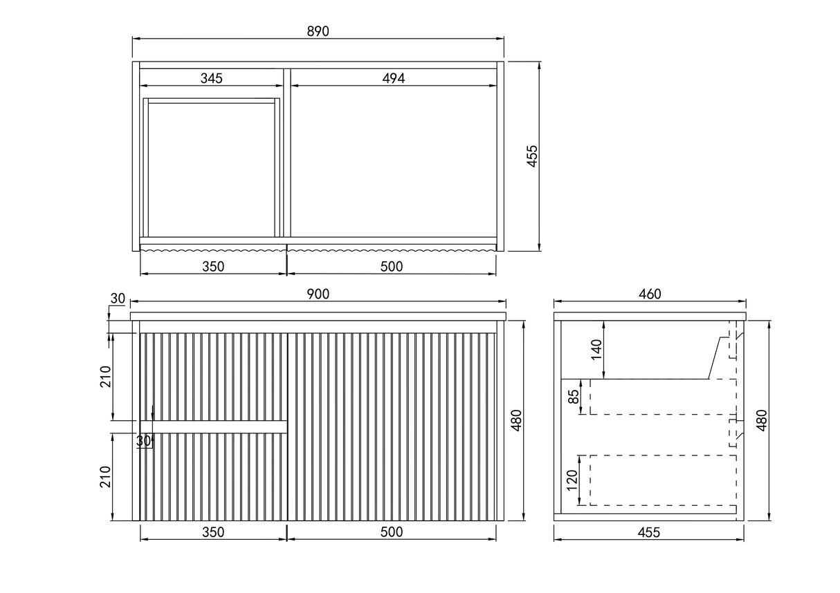 Brindabella Wall Hung PVC Cabinet 900mm (Matte Black)