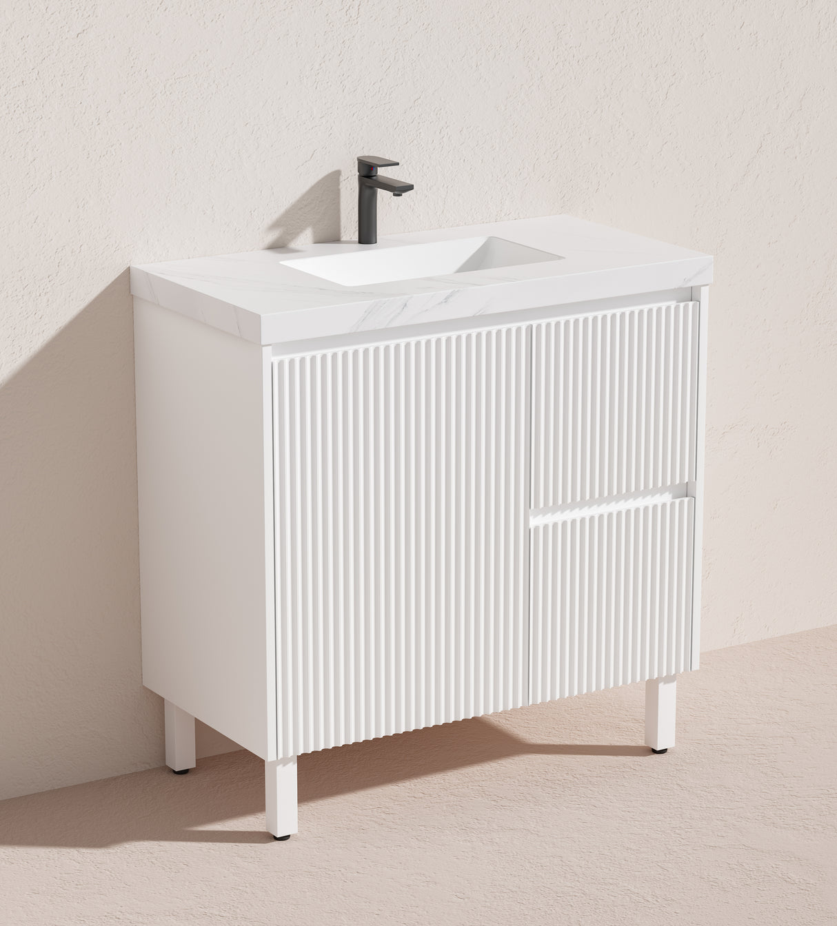 Brighton Freestanding PVC Vanity 900mm (Matte White)