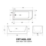Casey Bathtub-Left Corner-Gloss White-Without Overflow-1400-1500-1700mm