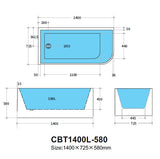 Casey Corner Back to Wall Bathtub Non-Overflow (Left Corner/ Gloss White) (1400/1500/1700mm)