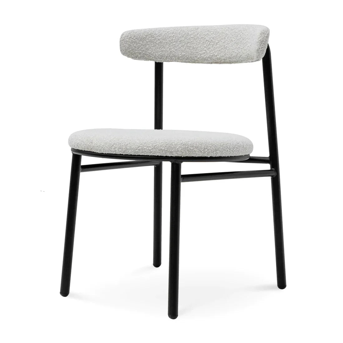 Calibre CDC6996-SD Fabric Dining Chair - Moon White Boucle and Black Legs