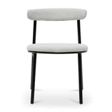 Calibre CDC6996-SD Fabric Dining Chair - Moon White Boucle and Black Legs