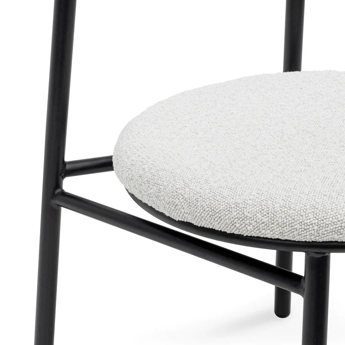 Calibre CDC6996-SD Fabric Dining Chair - Moon White Boucle and Black Legs