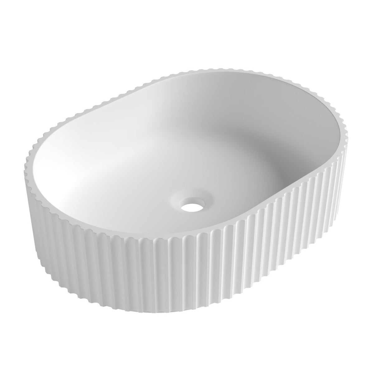CELINE Fluted Solid Surface Matte White Basin (Oval:480x345x140)