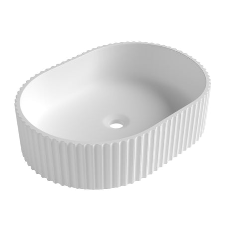 CELINE Fluted Solid Surface Matte White Basin (Oval:480x345x140)