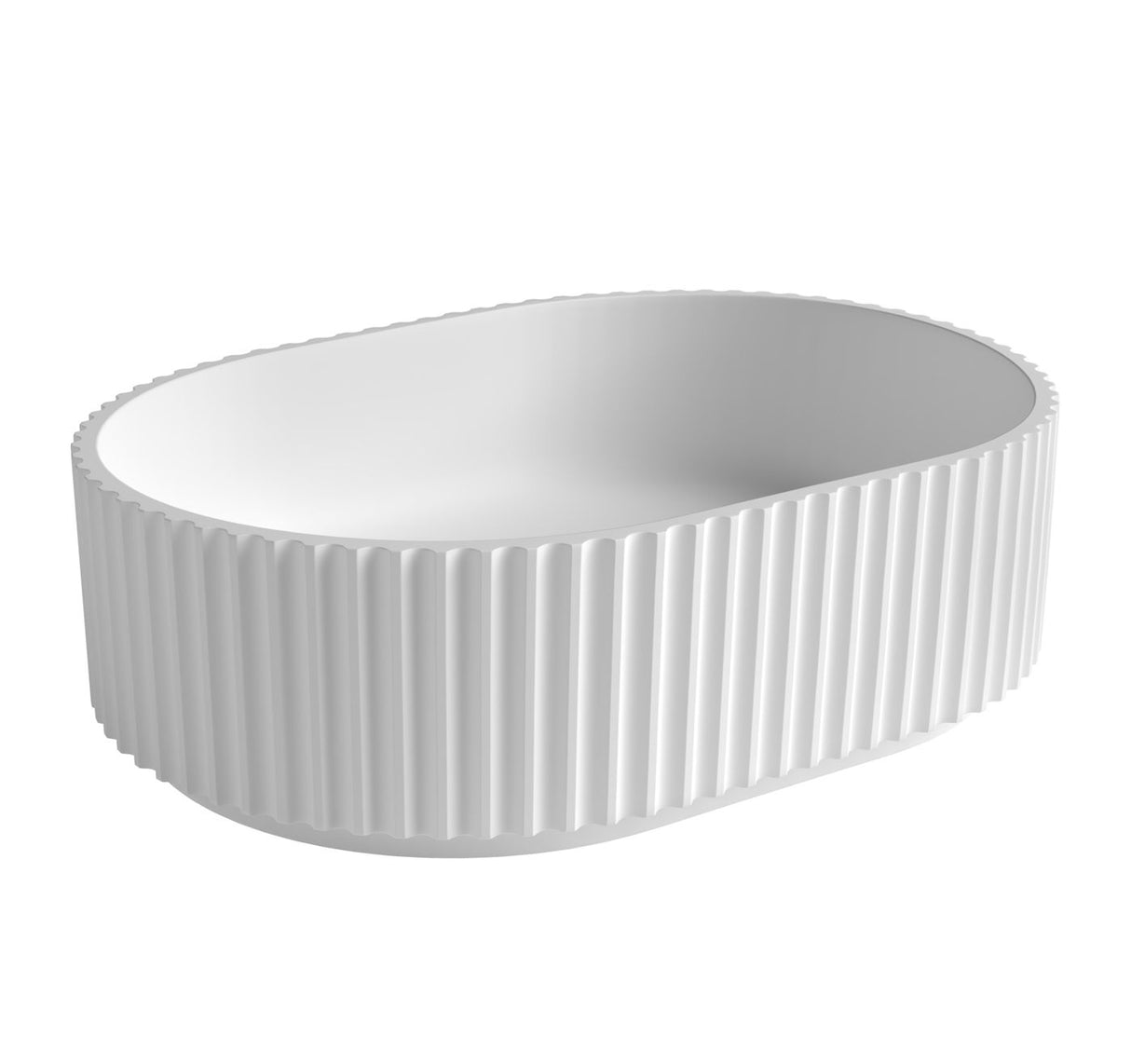 CELINE Fluted Solid Surface Matte White Basin (Oval:480x345x140)