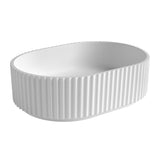 CELINE Fluted Solid Surface Matte White Basin (Oval:480x345x140)