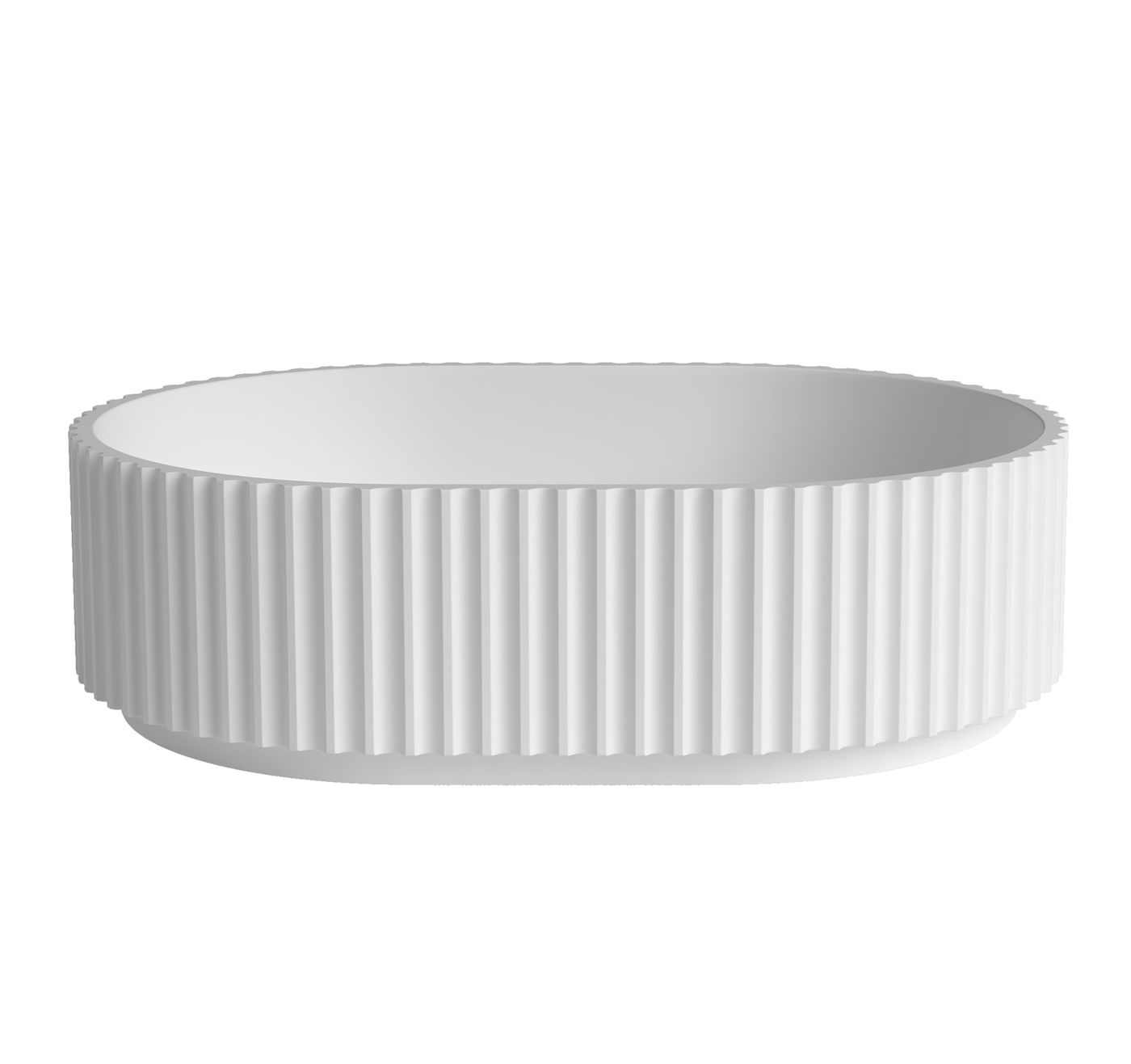 CELINE Fluted Solid Surface Matte White Basin (Oval:480x345x140)