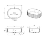 CELINE Fluted Solid Surface Matte White Basin (Oval:480x345x140)