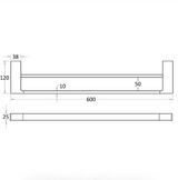 Ceram Double Towel Rail 600 mm - Technical Drawing