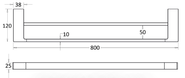 Ceram Double Towel Rail 800 mm - Technical Drawing