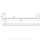 Ceram Single Towel Rail 600 mm - Technical Drawing