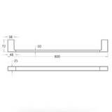 Ceram Single Towel Rail 800 mm - Technical Drawing