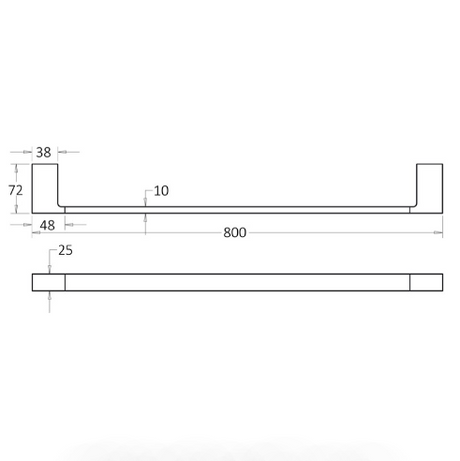 Ceram Single Towel Rail 800 mm - Technical Drawing