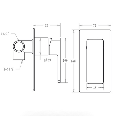 Ceram Wall Mixer - Technical Drawing