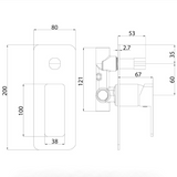 Ceram Wall Mixer with Diverter - Technical Drawing