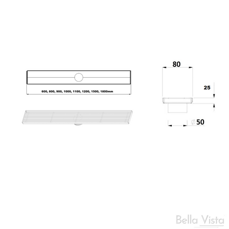 CFG Builders  Shower Grate 1200mm - Square