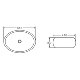CHUR 33 Counter Top Basin - Matte Black (Oval: 610x410x150)