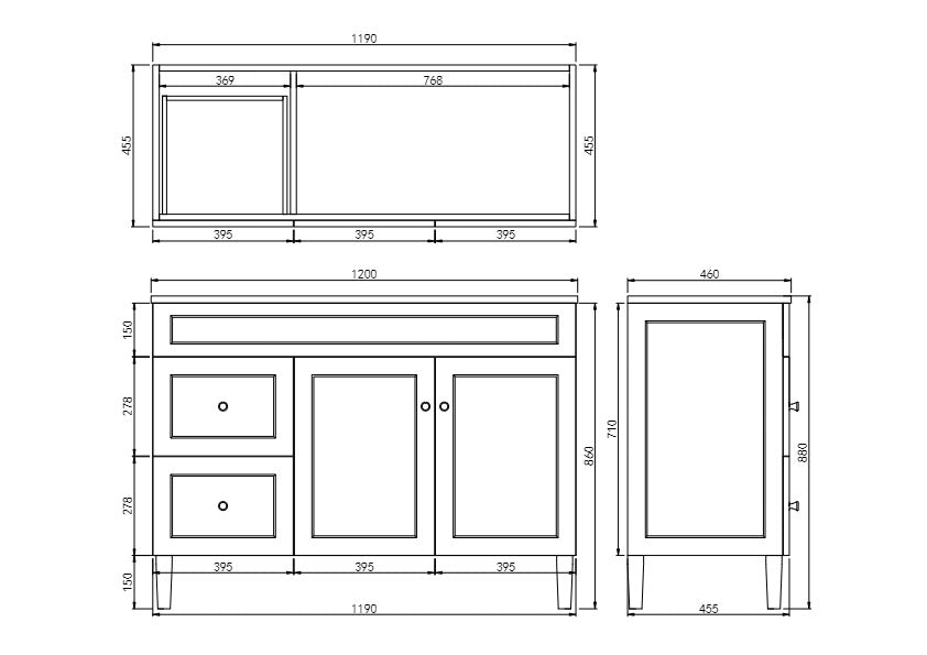 Harrington Floor PVC Cabinet Vanity 1200mm (Matte White) (Single Bowl)