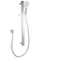 AQU Square Sliding Shower Rail With 3 Mode Handheld Shower Wall Connector Set - Chrome