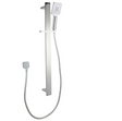 AQU Square Sliding Shower Rail With 3 Mode Handheld Shower Wall Connector Set - Chrome