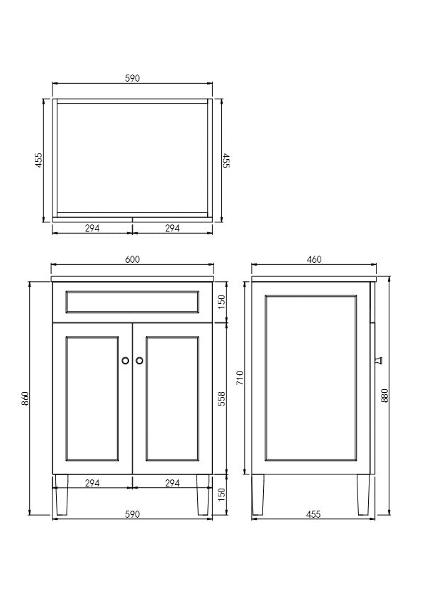 Harrington Floor PVC Cabinet Vanity 600mm (Matte White)
