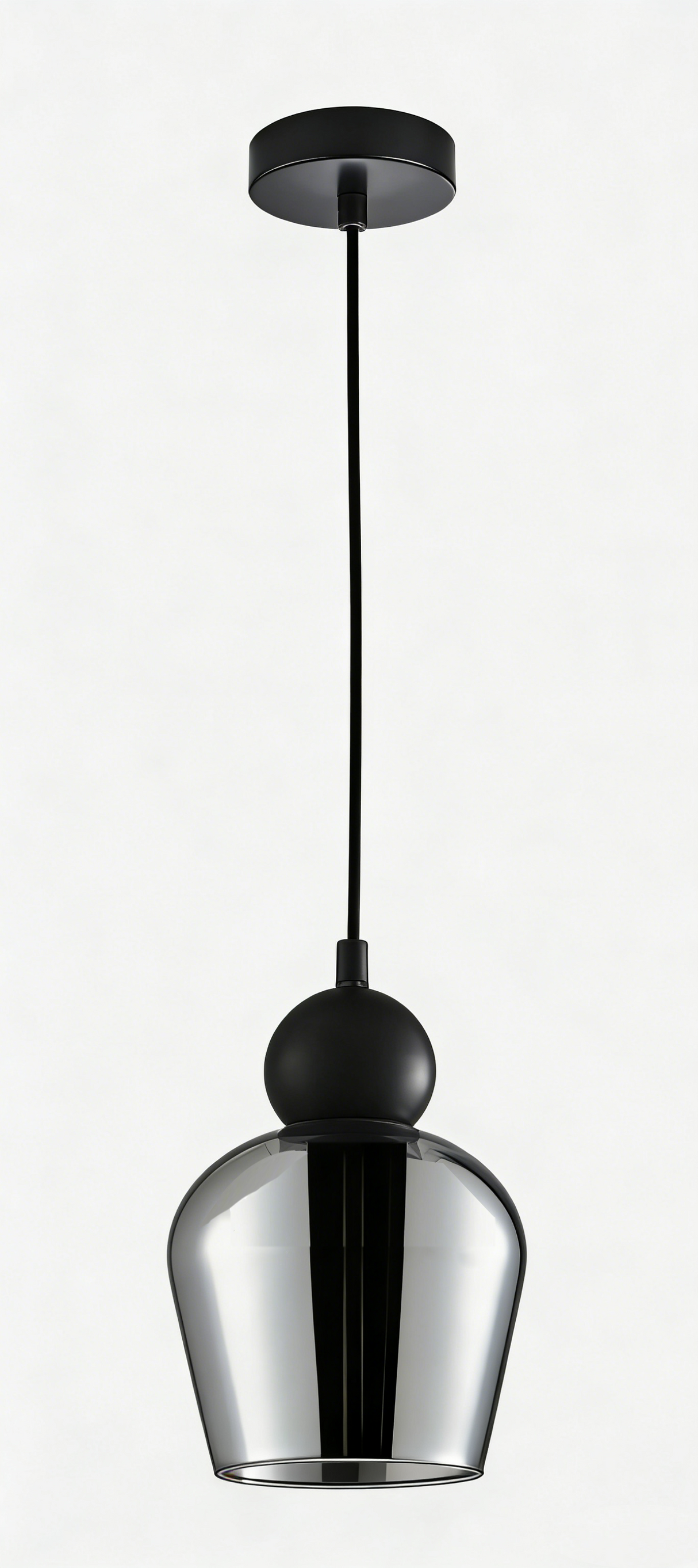 CHAMPAN: Interior Bronze Amber / Smokey Black Glass Ellipse Pendant Lights