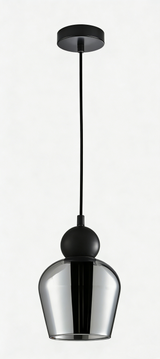 CHAMPAN: Interior Bronze Amber / Smokey Black Glass Ellipse Pendant Lights