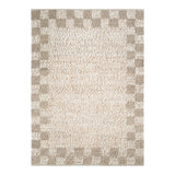 Eco Weave Checkered Border Cream Beige Jute and Wool Rug
