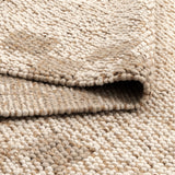 Eco Weave Checkered Border Cream Beige Jute and Wool Rug