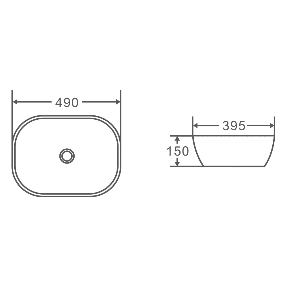 CHUR 43 Above Counter Round-edged Square Basin