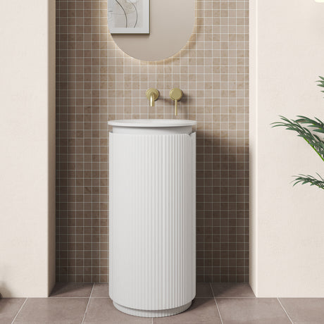CIVARO Mini Floor Standing Pillar Cabinet (Matte White)