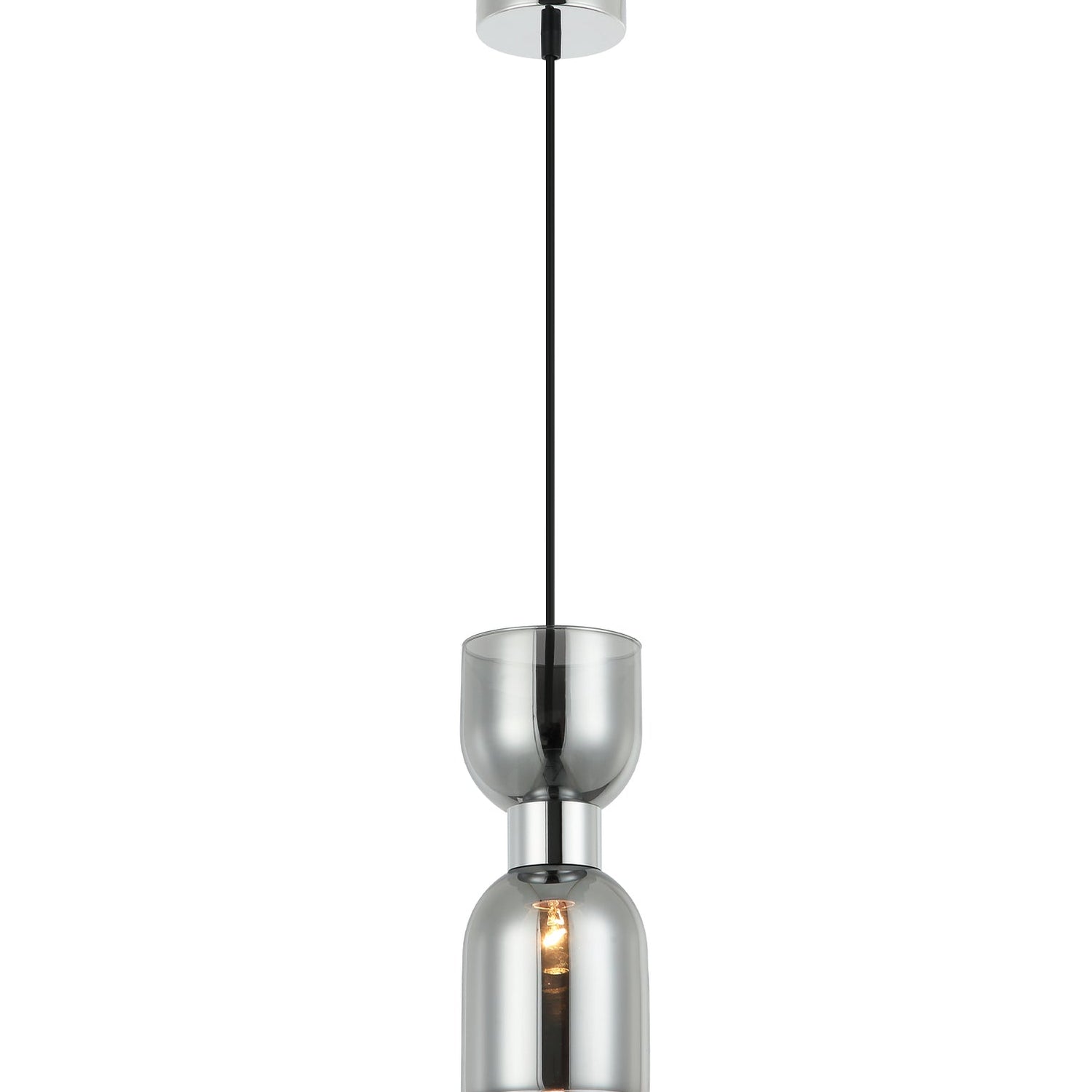 CLESSIDRA: Interior Mirror Finish Smokey Black / Opal Glass Ellipse Pendant Lights
