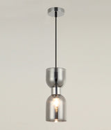 CLESSIDRA: Interior Mirror Finish Smokey Black / Opal Glass Ellipse Pendant Lights