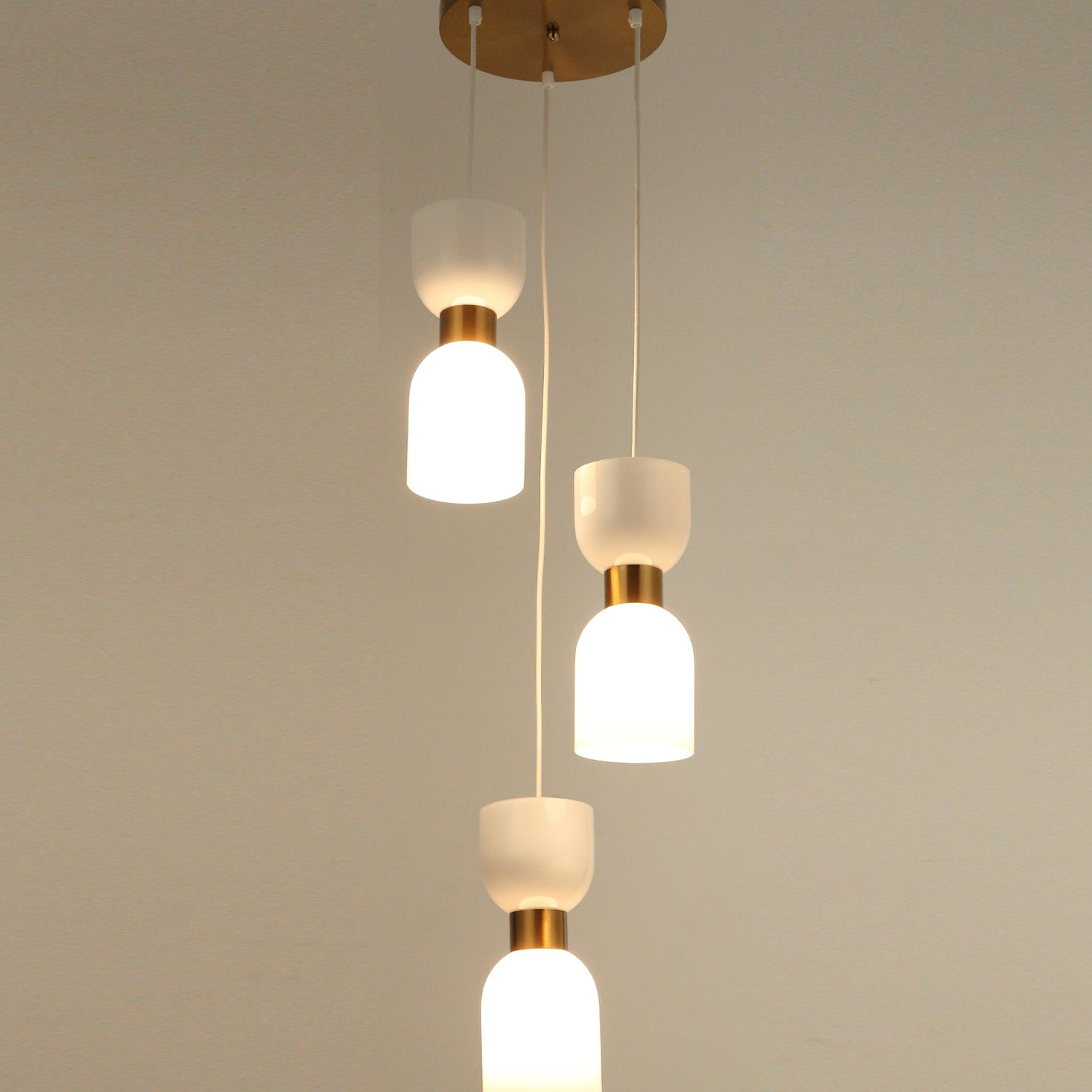 CLESSIDRA: Interior Mirror Finish Smokey Black / Opal Glass Ellipse Multiple Round Base Pendant Lights