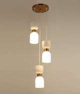 CLESSIDRA: Interior Mirror Finish Smokey Black / Opal Glass Ellipse Multiple Round Base Pendant Lights