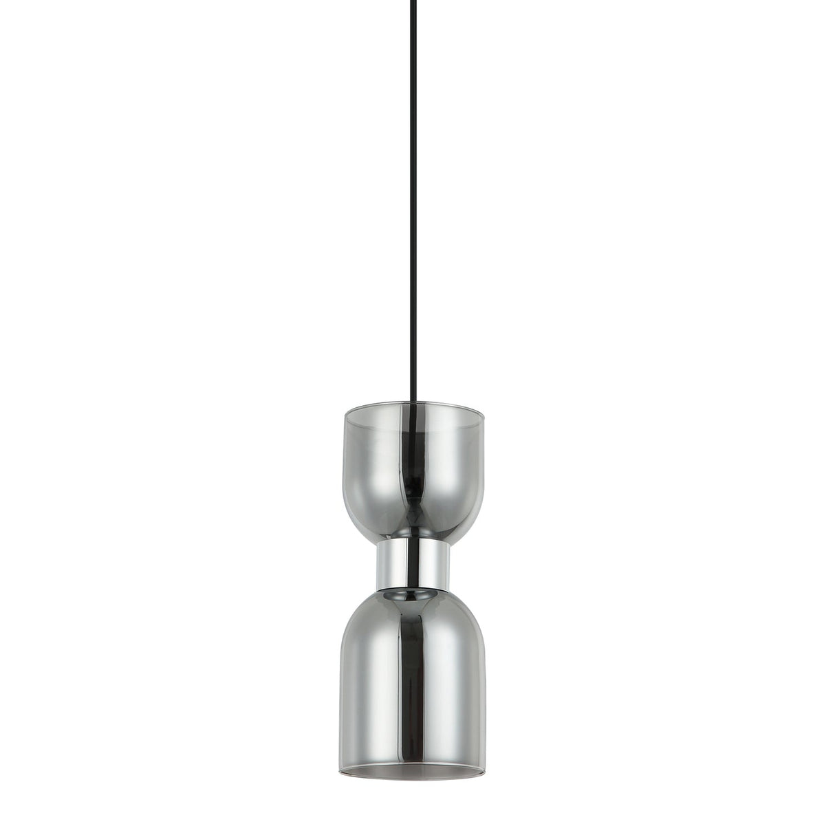 CLESSIDRA: Interior Mirror Finish Smokey Black / Opal Glass Ellipse Pendant Lights