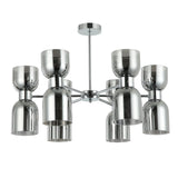 CLESSIDRA: Interior Mirror Finish Smokey Black / Opal Glass Ellipse x12 Round Base Pendant Lights