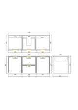 Miami Wall Hung PVC Cabinet 1200mm (Single Bowl/Double Bowl) (Matte White)
