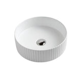 CORA 36 Above Counter Fluted Gloss White Circle Basin (Round: 360x360x115)