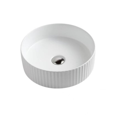 CORA 36 Above Counter Fluted Gloss White Circle Basin (Round: 360x360x115)