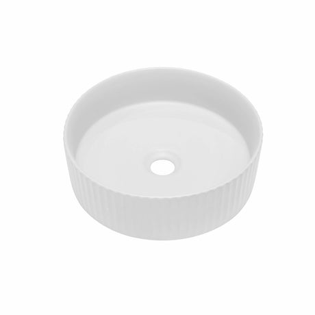 CORA 36 Above Counter Fluted Gloss White Circle Basin (Round: 360x360x115)