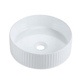 CORA 36 Above Counter Fluted Gloss White Circle Basin (Round: 360x360x115)