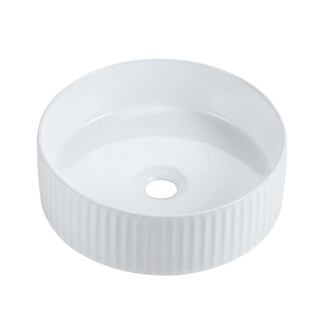 CORA 36 Above Counter Fluted Gloss White Circle Basin (Round: 360x360x115)