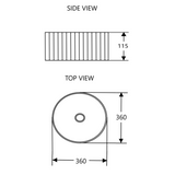 CORA 36 Above Counter Fluted Gloss White Circle Basin (Round: 360x360x115)