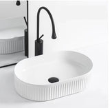 CORA 58 Counter-top Fluted Basin Gloss White (Oval: 580x365x115)