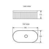 CORA 58 Counter-top Fluted Basin Gloss White (Oval: 580x365x115)