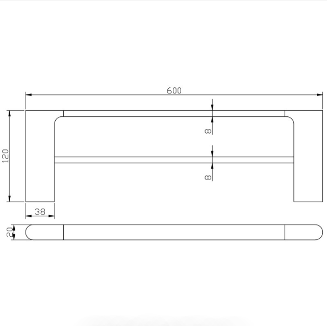 Cora Double Towel Rail 600 mm