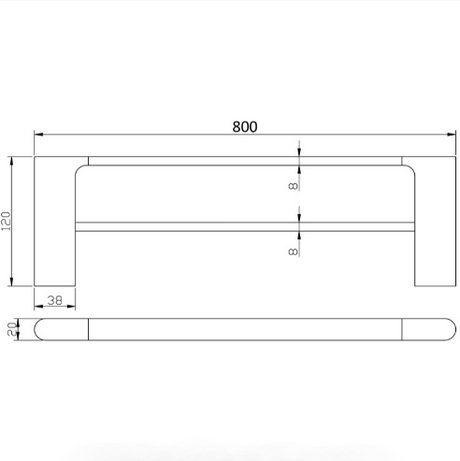 Cora Double Towel Rail 800 mm - Technical Drawing