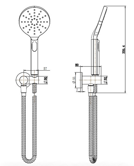 Cora Round Hand Shower On Wall Outlet Bracket